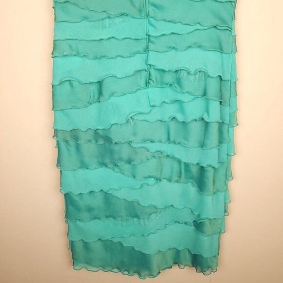 Tadashi Shoji NEW Seafoam Ruffle Cocktail Dress Short Sleeve Green Size 8 - Picture 8 of 12